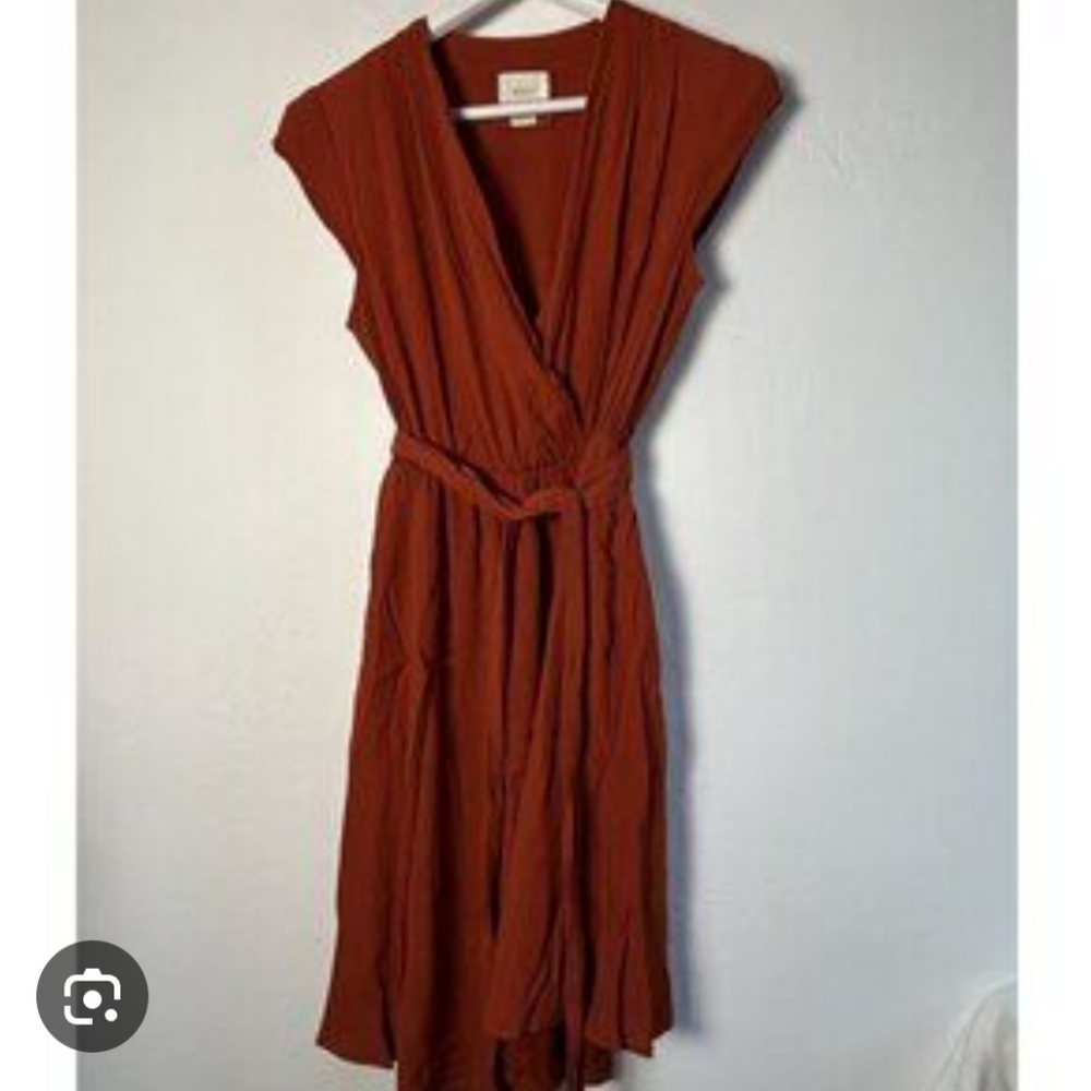 Maeve Noronha Wrap Dress from Anthropologie Burnt Orange Women’s Size Small